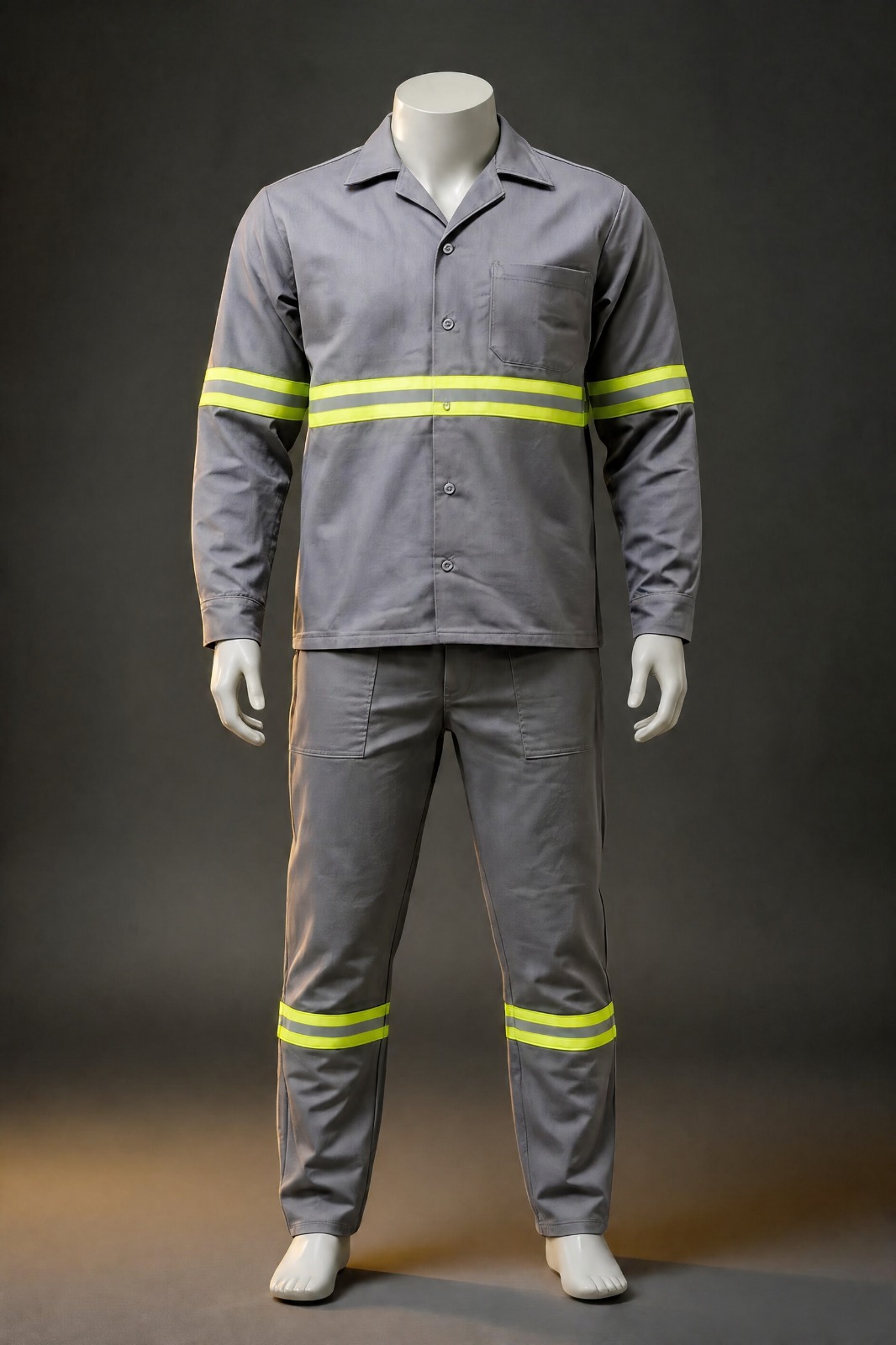 Uniforme de brim com faixa refletiva
